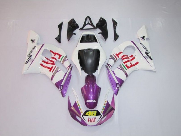 1998-2002 White Purple Fiat 46 Yamaha YZF R6 Motor Fairings 1998-2002 White Purple Fiat 46 Yamaha YZF R6 Motor Fairings