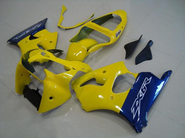 2000-2002 Yellow Blue Kawasaki ZX6R Moto Fairings 2000-2002 Yellow Blue Kawasaki ZX6R Moto Fairings
