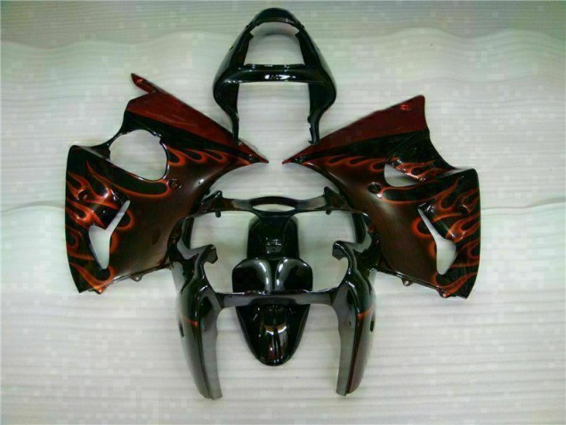 2000-2002 Black Red Flame Kawasaki ZX6R Motorcycle Fairing Kits 2000-2002 Black Red Flame Kawasaki ZX6R Motorcycle Fairing Kits