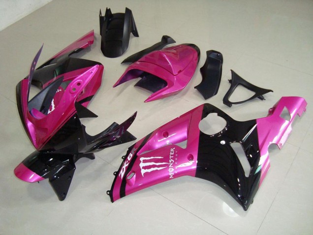 2003-2004 Pink Black Monster Kawasaki ZX6R Bike Fairing Kit 2003-2004 Pink Black Monster Kawasaki ZX6R Bike Fairing Kit