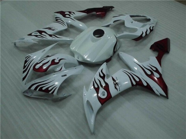 2004-2006 White Red Flame Yamaha YZF R1 Motorcyle Fairings