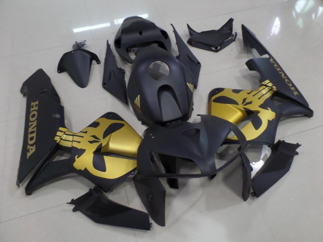 2005-2006 Matte Black with Gold Skull Honda CBR600RR Moto Fairings 2005-2006 Matte Black with Gold Skull Honda CBR600RR Moto Fairings