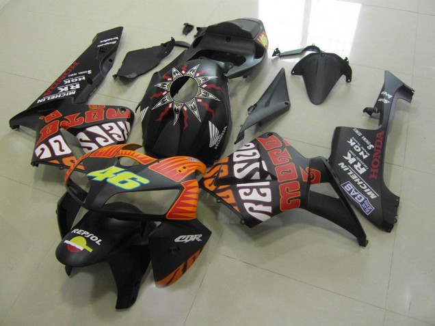 2005-2006 Rossi Matte Black Honda CBR600RR Motorcycle Fairings Kits 2005-2006 Rossi Matte Black Honda CBR600RR Motorcycle Fairings Kits
