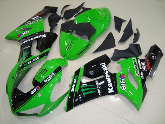 2005-2006 Green Monster Kawasaki ZX6R Motorcycle Fairing Kit 2005-2006 Green Monster Kawasaki ZX6R Motorcycle Fairing Kit