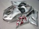 2005-2006 Silver Red Flames Kawasaki ZX6R Motorcycle Fairings 2005-2006 Silver Red Flames Kawasaki ZX6R Motorcycle Fairings
