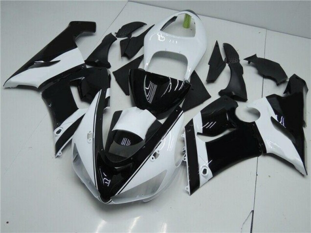 2005-2006 Black White Kawasaki ZX6R Moto Fairings