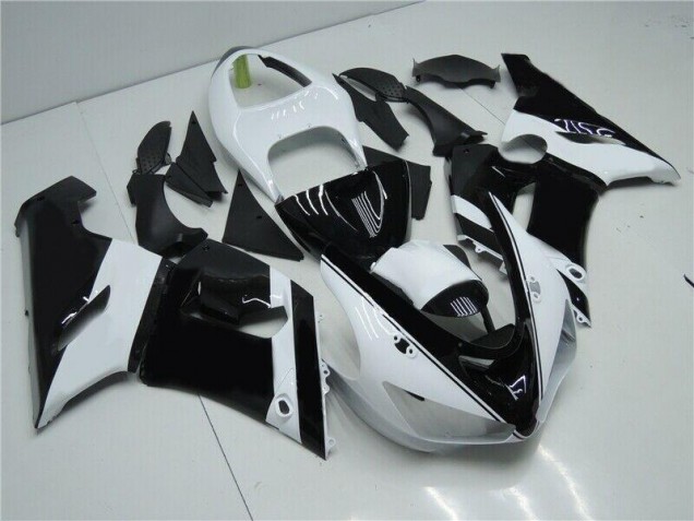 2005-2006 Black White Kawasaki ZX6R Moto Fairings