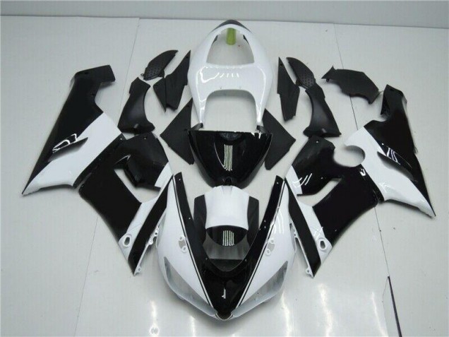 2005-2006 Black White Kawasaki ZX6R Moto Fairings