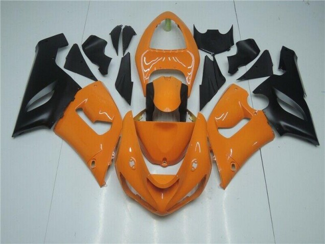 2005-2006 Orange Black Kawasaki ZX6R Bike Fairings