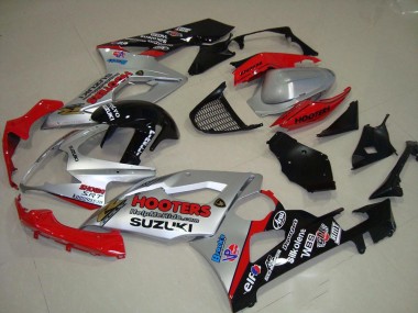 2005-2006 Silver and Red Suzuki GSXR 1000 Motorcycle Fairings Kits