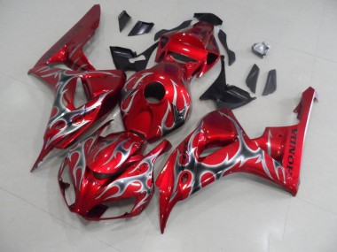 2006-2007 Red with Black Grey Flame Honda CBR1000RR Motorcycle Bodywork