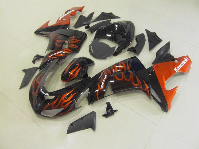 2006-2007 Orange Flame Kawasaki ZX10R Motorcyle Fairings 2006-2007 Orange Flame Kawasaki ZX10R Motorcyle Fairings