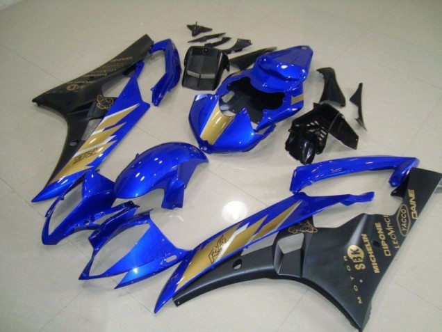2006-2007 Black Blue with Gold Sticker Yamaha YZF R6 Motorcycle Fairing Kit 2006-2007 Black Blue with Gold Sticker Yamaha YZF R6 Motorcycle Fairing Kit