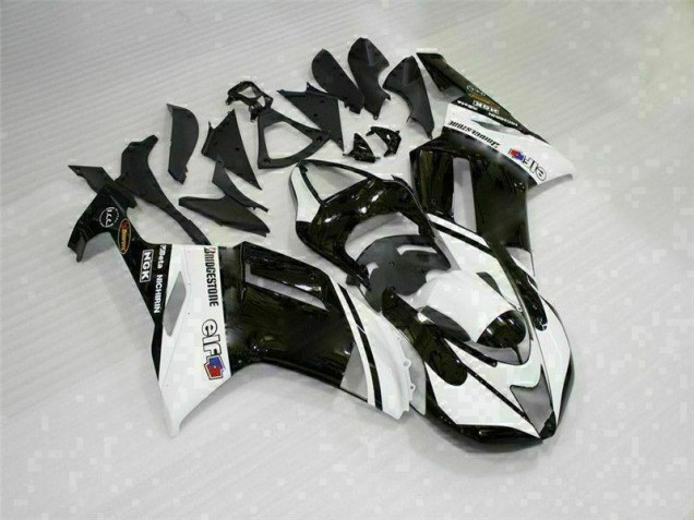 2007-2008 Black White Kawasaki ZX6R Bike Fairings 2007-2008 Black White Kawasaki ZX6R Bike Fairings