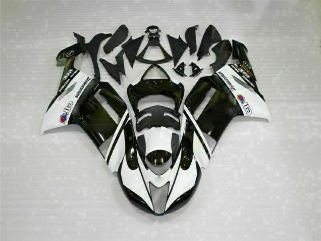 2007-2008 Black White Kawasaki ZX6R Bike Fairings 2007-2008 Black White Kawasaki ZX6R Bike Fairings