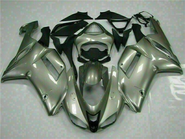 2007-2008 Silver Kawasaki ZX6R Motorcycle Fairings Kits 2007-2008 Silver Kawasaki ZX6R Motorcycle Fairings Kits