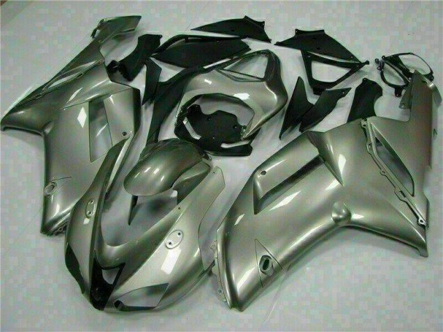 2007-2008 Silver Kawasaki ZX6R Motorcycle Fairings Kits 2007-2008 Silver Kawasaki ZX6R Motorcycle Fairings Kits
