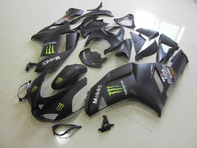 2007-2008 Matte Black Monster Kawasaki ZX6R Moto Fairings 2007-2008 Matte Black Monster Kawasaki ZX6R Moto Fairings