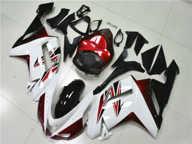 2007-2008 White Black Red Kawasaki ZX6R Motorbike Fairings 2007-2008 White Black Red Kawasaki ZX6R Motorbike Fairings