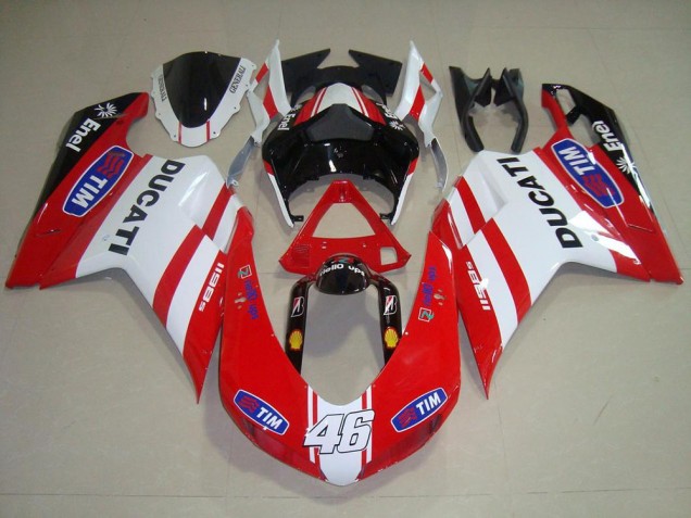 2007-2014 Red White 46 Ducati 848 1098 1198 Motorcycle Bodywork 2007-2014 Red White 46 Ducati 848 1098 1198 Motorcycle Bodywork