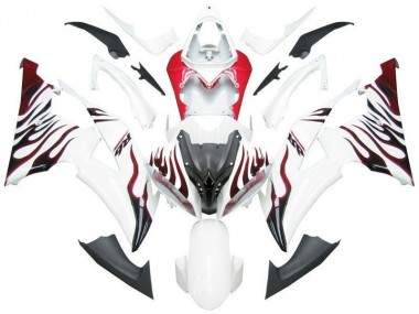 2008-2016 White Red Flame R6 Yamaha YZF R6 Motorbike Fairing