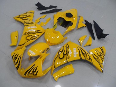 2009-2011 Yellow Black Flame Yamaha YZF R1 Motorcycle Fairings