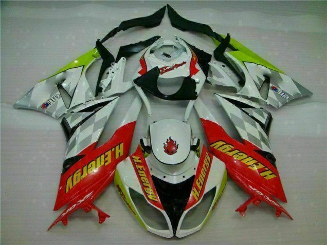 2009-2012 White Red H. Energy Kawasaki ZX6R Motorcycle Fairings Kit 2009-2012 White Red H. Energy Kawasaki ZX6R Motorcycle Fairings Kit