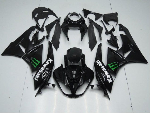 2009-2012 Black with Monster Kawasaki ZX6R Replacement Motorcycle Fairings 2009-2012 Black with Monster Kawasaki ZX6R Replacement Motorcycle Fairings