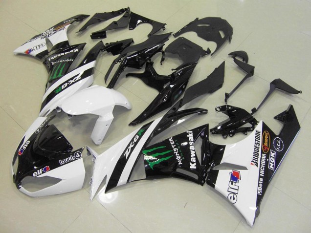 2009-2012 White Monster Kawasaki ZX6R Moto Fairings 2009-2012 White Monster Kawasaki ZX6R Moto Fairings