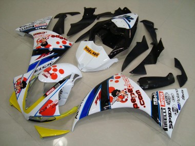 2012-2014 White Black Pepe Phone Yamaha YZF R1 Motorcycle Fairings Kit