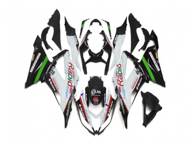 2013-2018 White Black Kawasaki ZX6R Replacement Motorcycle Fairings 2013-2018 White Black Kawasaki ZX6R Replacement Motorcycle Fairings