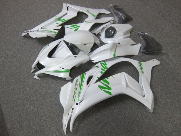 2016-2019 White Green Kawasaki ZX10R Motorcycle Fairing 2016-2019 White Green Kawasaki ZX10R Motorcycle Fairing
