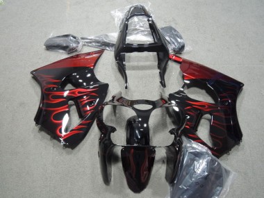 2000-2002 Black Red Flame Kawasaki ZX6R Motorbike Fairing Kits