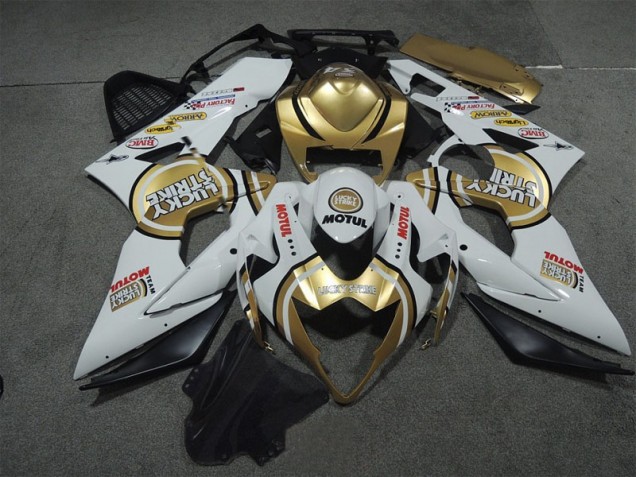 2005-2006 White Gold Lucky Strike Motul Suzuki GSXR1000 Motor Fairings