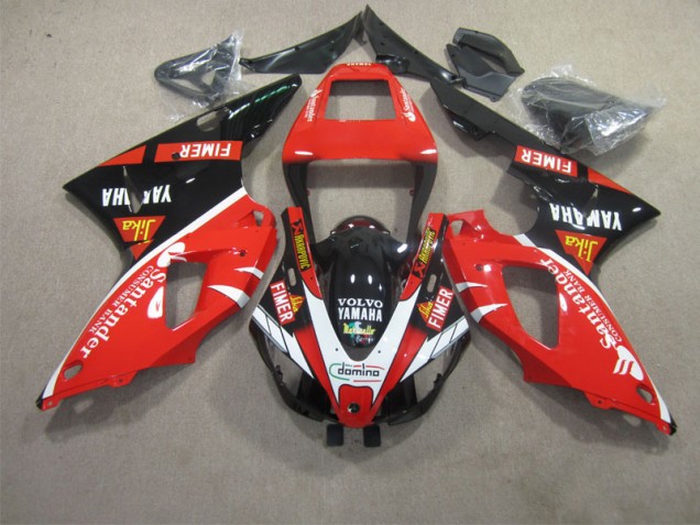 1998-1999 Red Black White Santander Yamaha YZF R1 Motorcyle Fairings 1998-1999 Red Black White Santander Yamaha YZF R1 Motorcyle Fairings