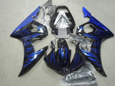 2003-2005 Black Blue Flame Yamaha YZF R6 Bike Fairings